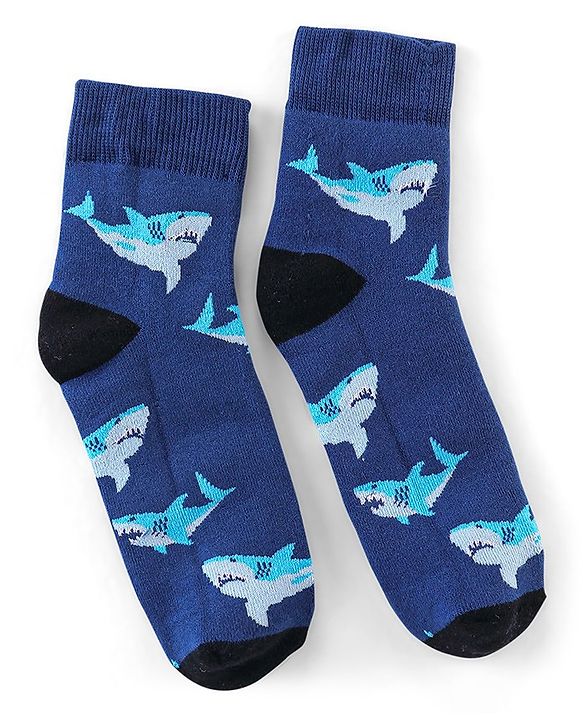 Pine Kids Cotton Blend Ankle Length Socks Shark Design Pack of 3(Colour May Vary)