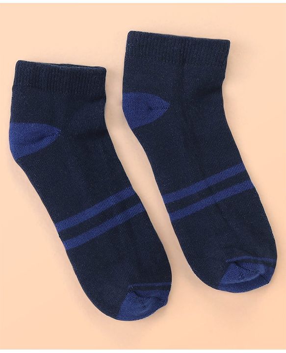 Pine Kids Cotton Ankle Length Socks With Silvadur Antimicrobial Finish Stripes Design Pack Of 5 (Color May Vary)