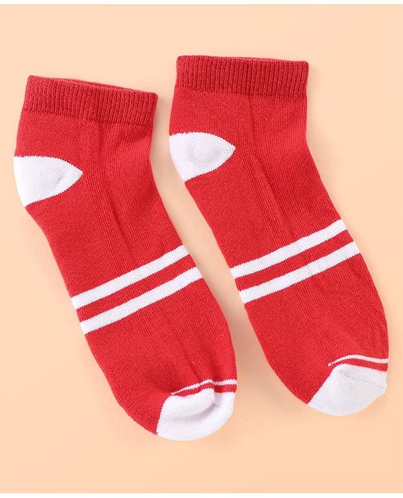 Pine Kids Cotton Ankle Length Socks With Silvadur Antimicrobial Finish Stripes Design Pack Of 5 (Color May Vary)