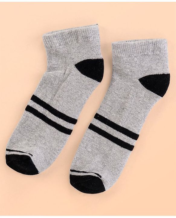 Pine Kids Cotton Ankle Length Socks With Silvadur Antimicrobial Finish Stripes Design Pack Of 5 (Color May Vary)