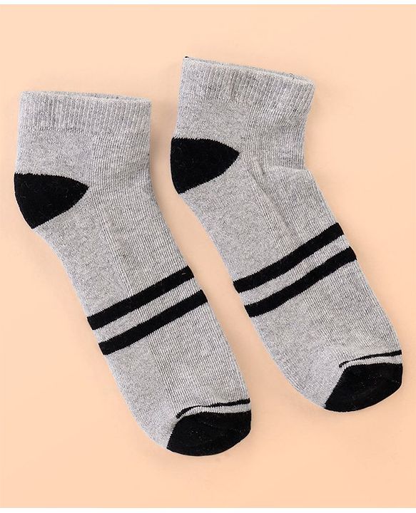 Pine Kids Cotton Ankle Length Socks With Silvadur Antimicrobial Finish Stripes Design Pack Of 5 (Color May Vary)