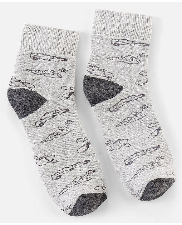 Pine Kids Cotton Blend Ankle Length Socks Car Design Pack of 3 (Colour May Vary)
