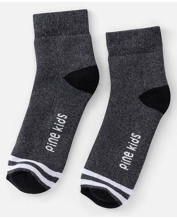 Pine Kids Cotton Ankle Length Socks With Silvadur Antimicrobial Finish Solid Colors Pack Of 3 (Color May Vary)