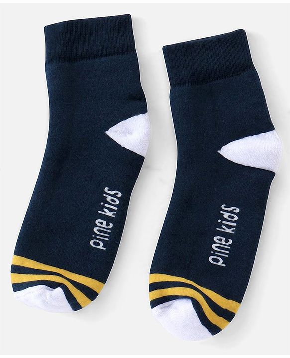 Pine Kids Cotton Ankle Length Socks With Silvadur Antimicrobial Finish Solid Colors Pack Of 3 (Color May Vary)