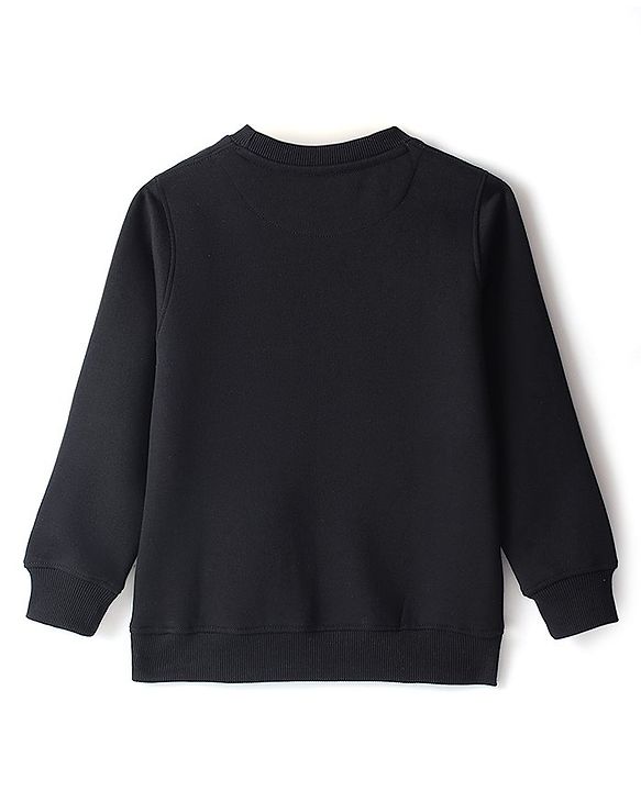 Pine Kids Full Sleeves Round Neck Biowashed Sweat Shirt Text Print - Jet Black