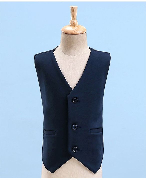 Babyhug Full Sleeves Dot Print Party Suit- White & Navy Blue