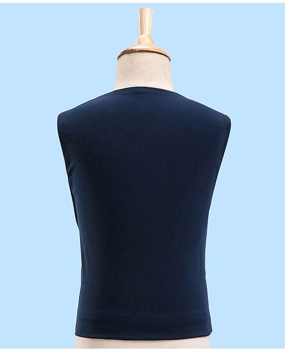 Babyhug Full Sleeves Dot Print Party Suit- White & Navy Blue