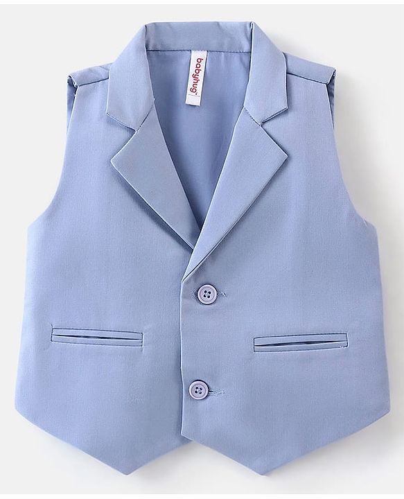 Babyhug Woven Full Sleeves Floral Print Party Suit with Bow & Cap - Ice Blue & White