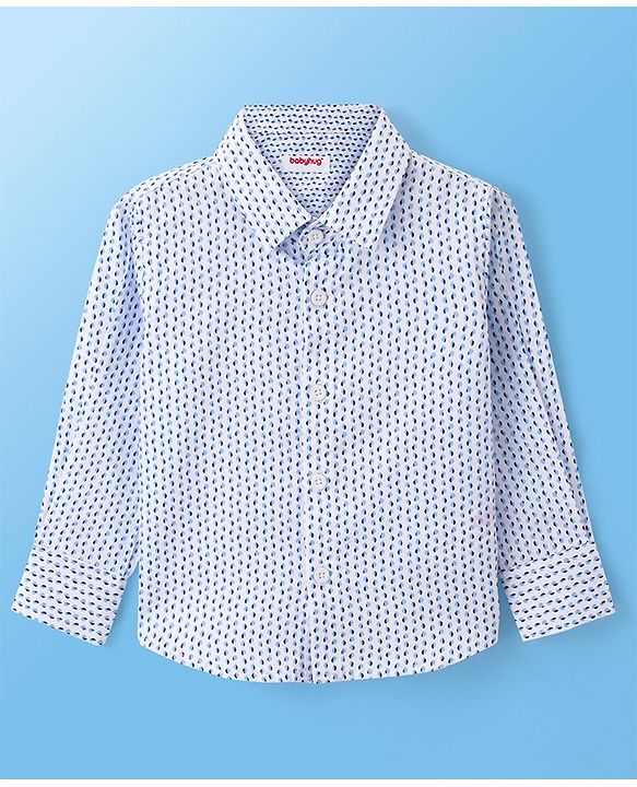Babyhug Full Sleeves Party Wear Shirt with Bow & Suspender Semi Circle Print - White