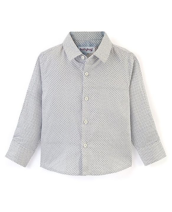 Babyhug Full Sleeves Party Wear Shirt with Bow Checks Print - White
