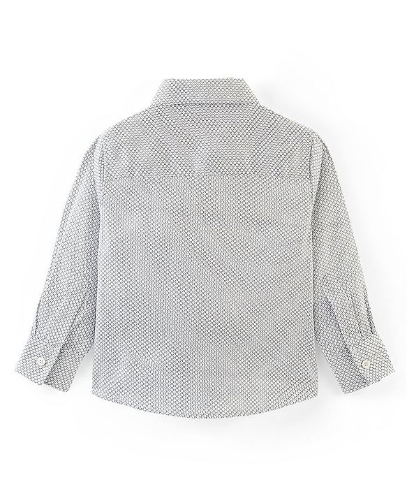 Babyhug Full Sleeves Party Wear Shirt with Bow Checks Print - White