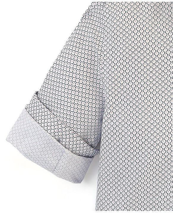 Babyhug Full Sleeves Party Wear Shirt with Bow Checks Print - White