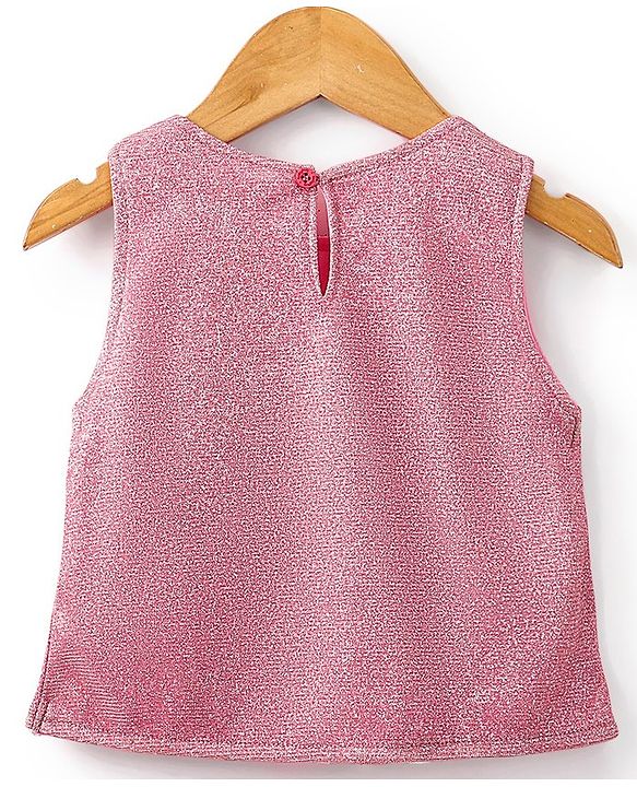 Babyhug Sleeveless Party Wear Skirt & Top Set With Bow Applique - Pink