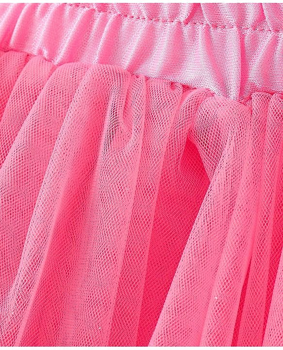 Babyhug Sleeveless Party Wear Skirt & Top Set With Bow Applique - Pink