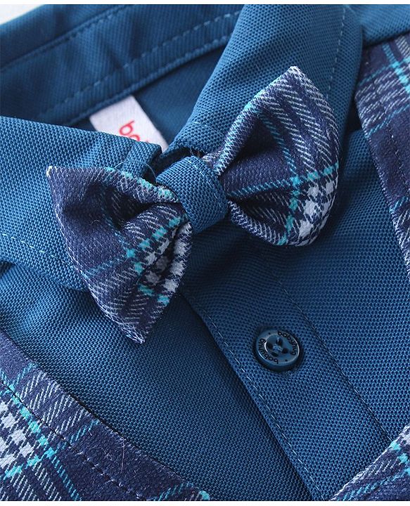 Babyhug Cotton Full Sleeves Party Wear Suit With Blazer Checkered - Navy Blue