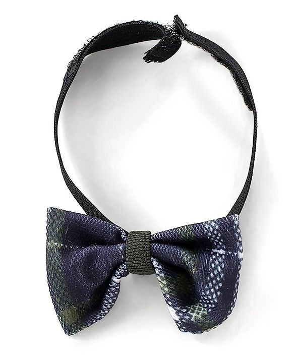 Babyhug Full Sleeves Solid Colour Shirt with Checks Trouser Cap Bow & Suspenders Set - Green & Navy Blue