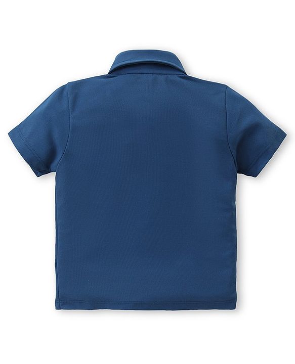 Babyhug Woven Half Sleeves Solid Shirt & Trouser Set with Bow Tie & Suspender - Blue & Grey