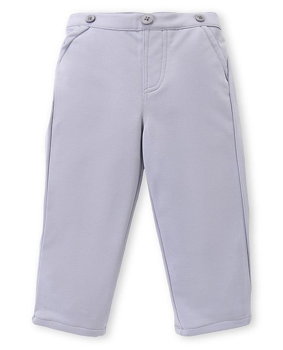 Babyhug Woven Half Sleeves Solid Shirt & Trouser Set with Bow Tie & Suspender - Blue & Grey