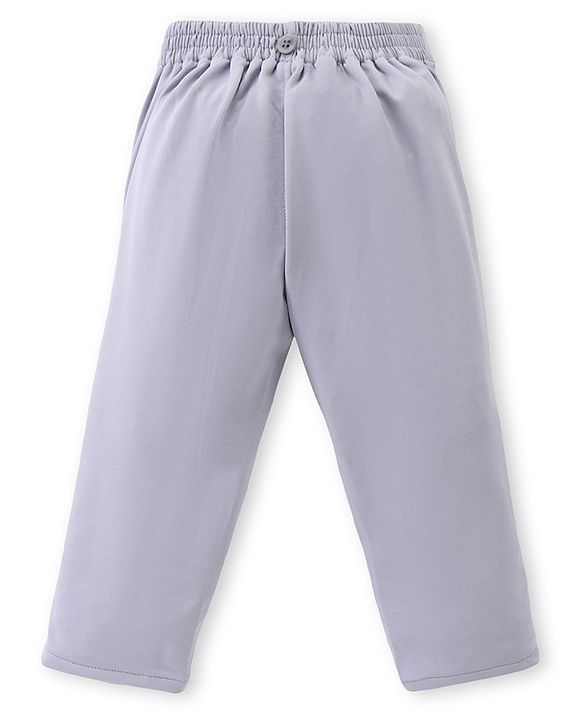 Babyhug Woven Half Sleeves Solid Shirt & Trouser Set with Bow Tie & Suspender - Blue & Grey