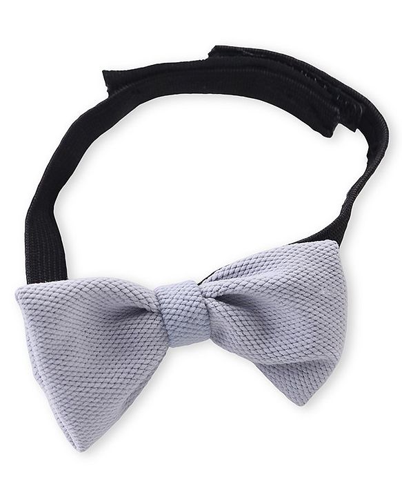 Babyhug Woven Half Sleeves Solid Shirt & Trouser Set with Bow Tie & Suspender - Blue & Grey
