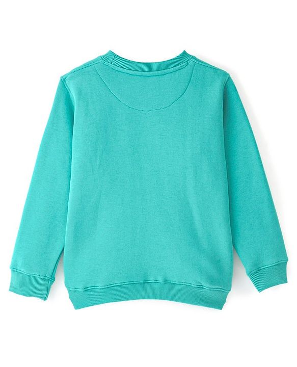 Pinekids Cotton Knit Biowashed Full Sleeves Sweatshirt With Text Print - Blue