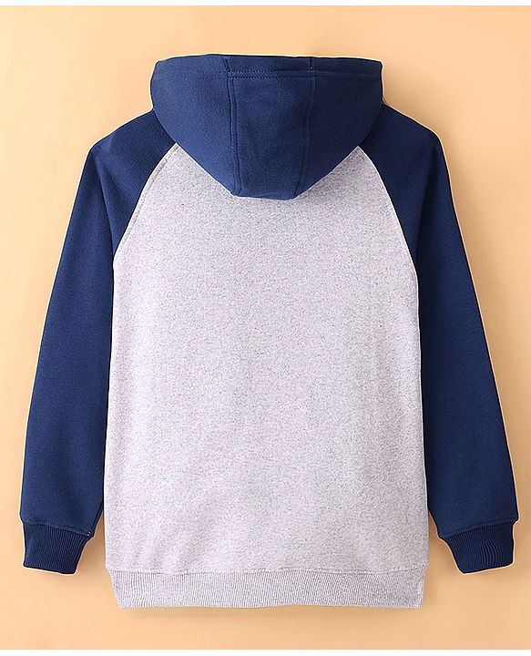 Pine Kids Knitted Full Sleeves Solid Color Hooded Sweat Shirt - Navy Peony
