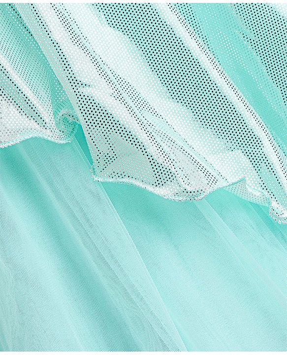 Babyhug Woven Sleeveless Metallic & Mesh Party Gown - Mint