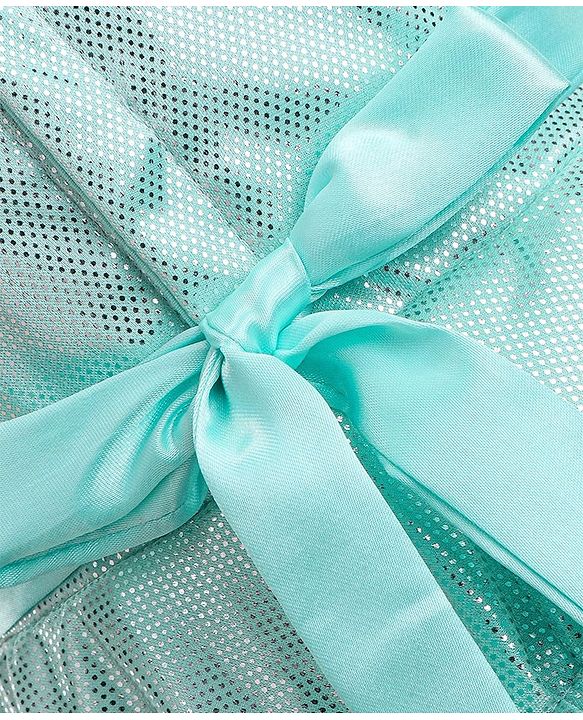 Babyhug Woven Sleeveless Metallic & Mesh Party Gown - Mint