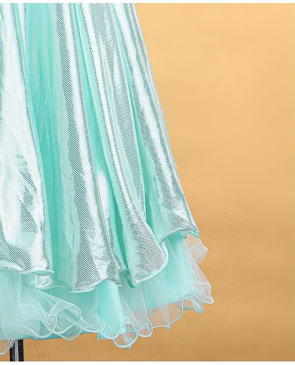 Babyhug Woven Sleeveless Metallic & Mesh Party Gown - Mint