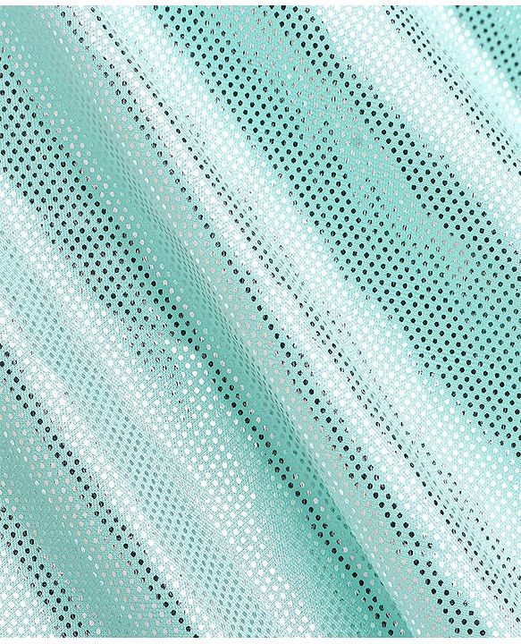 Babyhug Woven Sleeveless Metallic & Mesh Party Gown - Mint