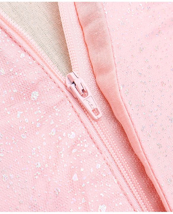 Babyhug Woven Sleeveless Glittery Party Frock - Blush Pink