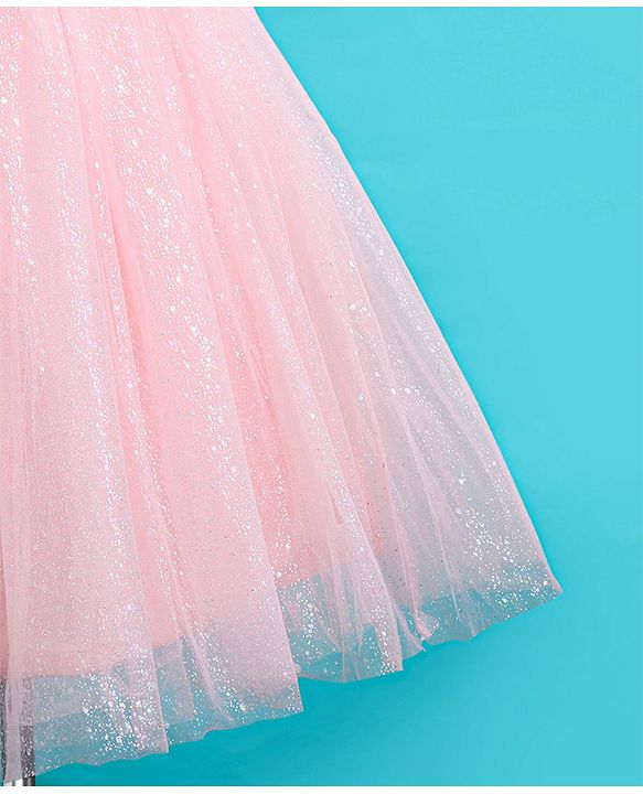 Babyhug Woven Sleeveless Glittery Party Frock - Blush Pink