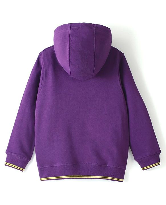 Pine Kids Full Sleeves Believe Printed Hooded Sweatshirt - Purple