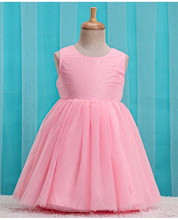 Babyhug Woven Sleeveless Party Frock with Cape Floral Embroidery - Peach