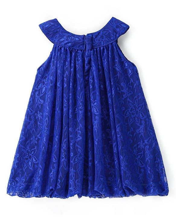 Babyhug Sleeveless Party Frock with Lace Detailing - Royal Blue