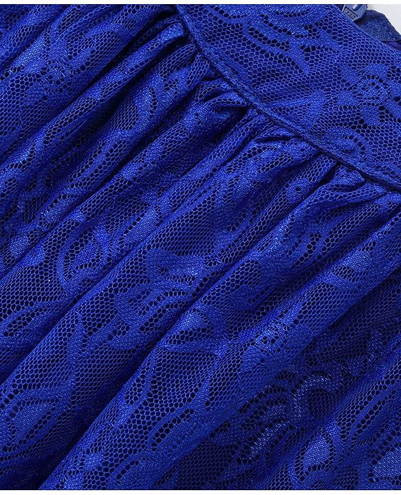 Babyhug Sleeveless Party Frock with Lace Detailing - Royal Blue