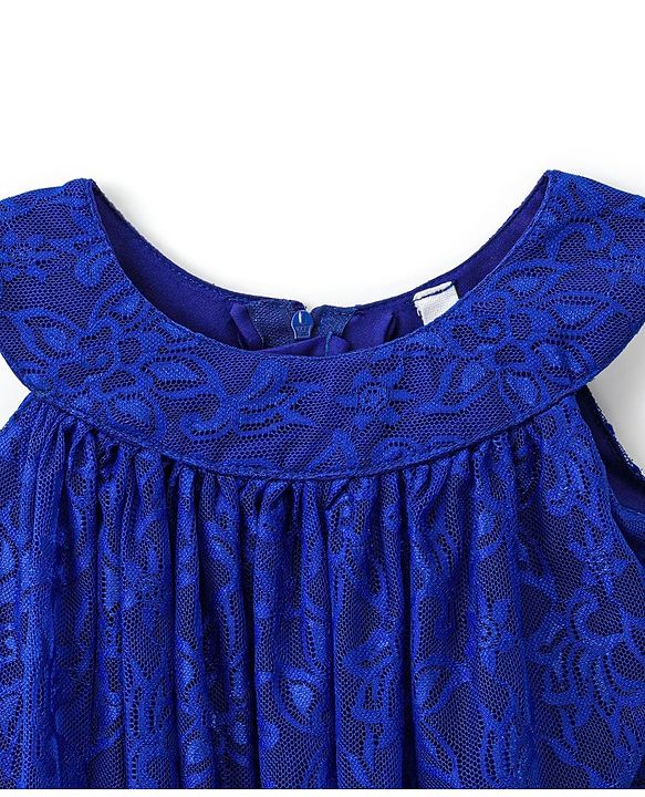 Babyhug Sleeveless Party Frock with Lace Detailing - Royal Blue