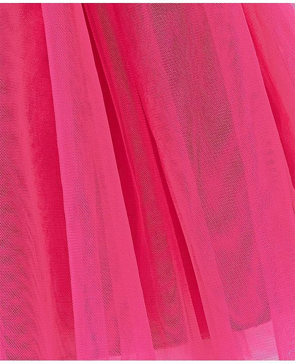 Babyhug Sleeveless Party Frock With Butterfly Wings Corsage & Sequine Detailing - Pink