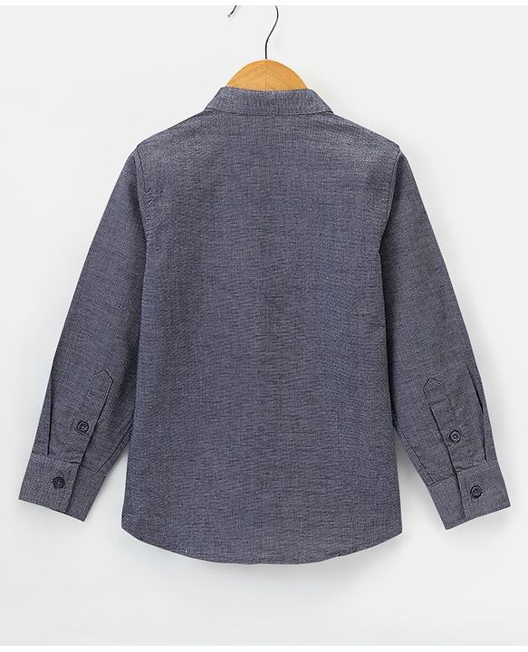 Babyhug Full Sleeves Solid Color Party Wear Shirt with Bow - Grey