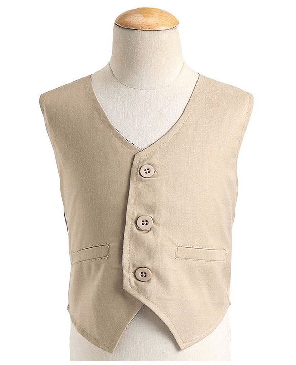 Babyhug Cotton Full Sleeves Party Wear Suit With Blazer Heart Print - Beige & Maroon