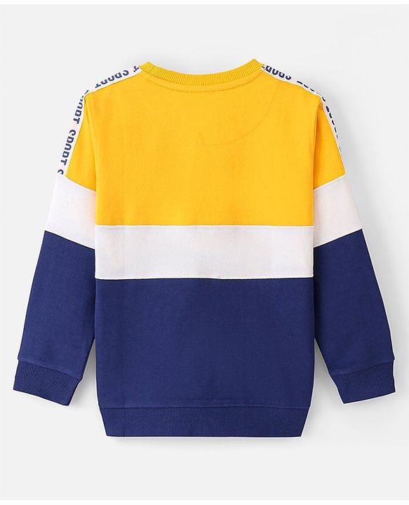 Pine Kids Full Sleeves Biowashed Sweatshirt Text Print - Yellow
