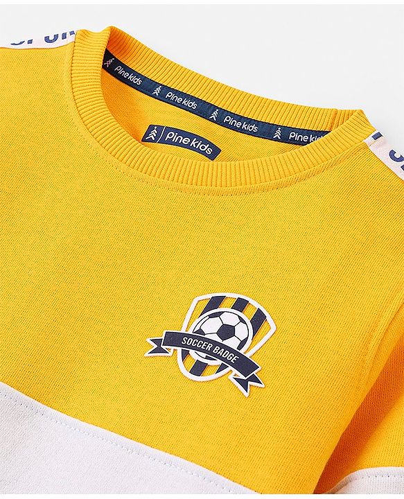 Pine Kids Full Sleeves Biowashed Sweatshirt Text Print - Yellow