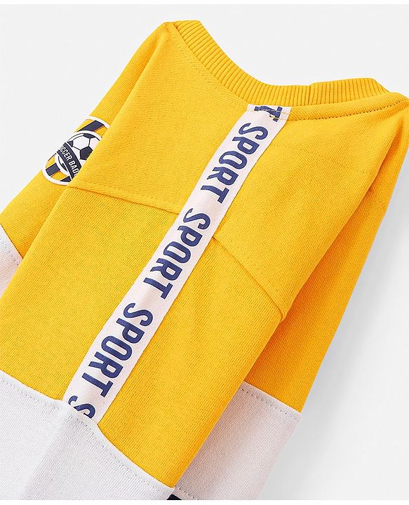 Pine Kids Full Sleeves Biowashed Sweatshirt Text Print - Yellow