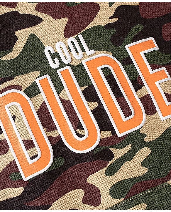 Pine Kids Full Sleeves Biowashed Sweatshirt Camouflage Print - Green & Brown