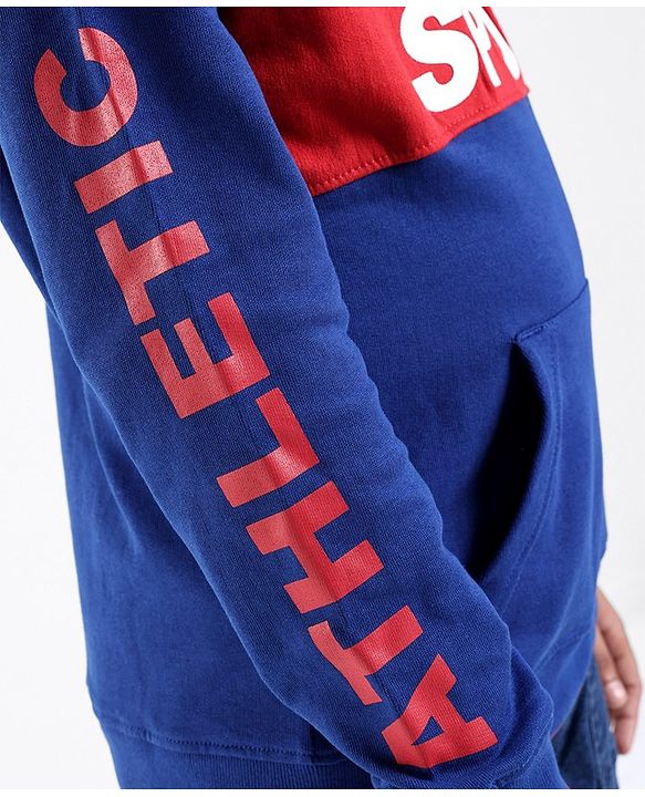 Pine Kids Cotton Knit Full Sleeves Biowashed Sweatshirt Explore Print - Red White & Blue