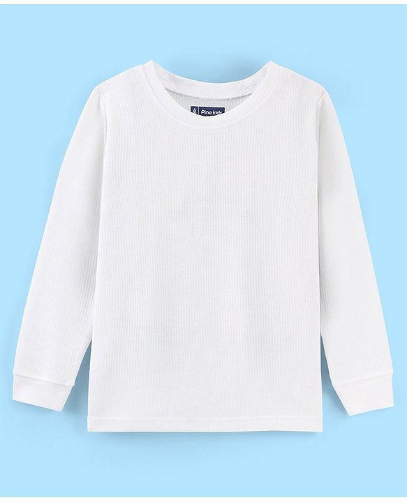 Pine Kids Cotton Full Sleeves Thermal Vest Solid Colour - Off White