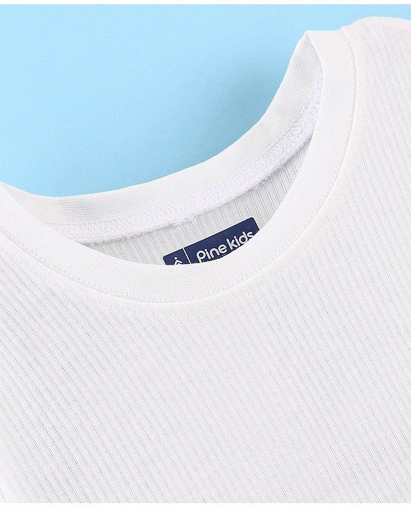 Pine Kids Cotton Full Sleeves Thermal Vest Solid Colour - Off White