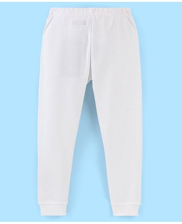 Pine Kids Full Length Solid Colour Thermal Bottom - White