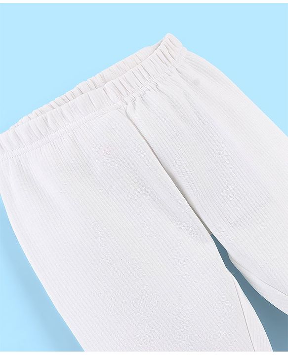 Pine Kids Full Length Solid Colour Thermal Bottom - White