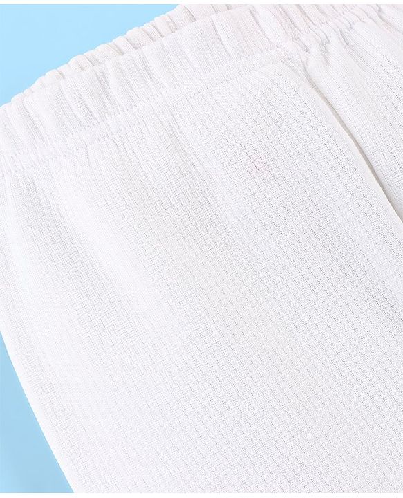 Pine Kids Full Length Solid Colour Thermal Bottom - White